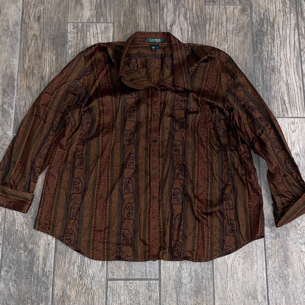 Ralph Lauren Ladies Paisley Button Down Shirt Long Sleeve NWOT